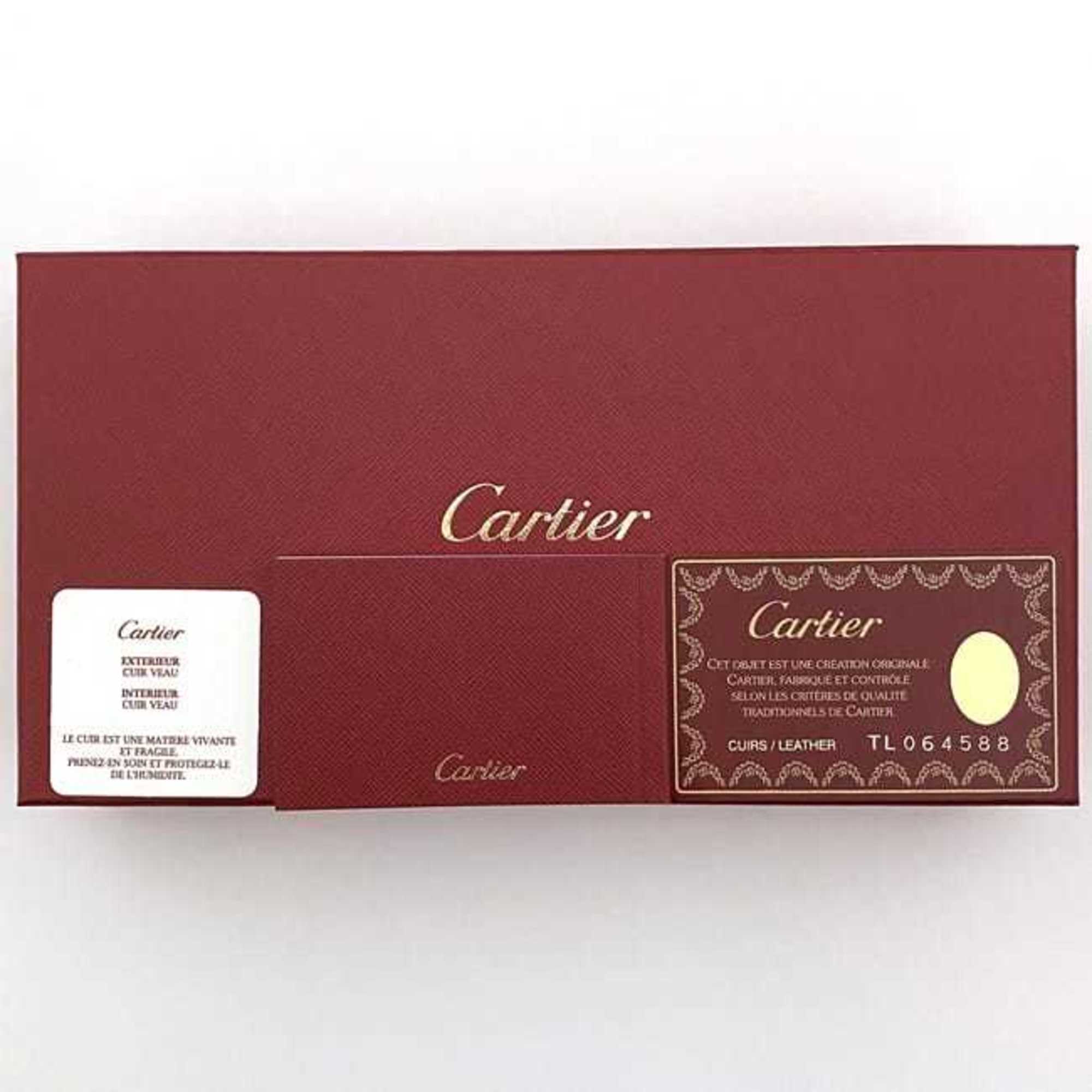 Cartier Bi-fold Long Wallet ec-21176 Red Happy Birthday CRL3000722 Leather Must Pattern Women's