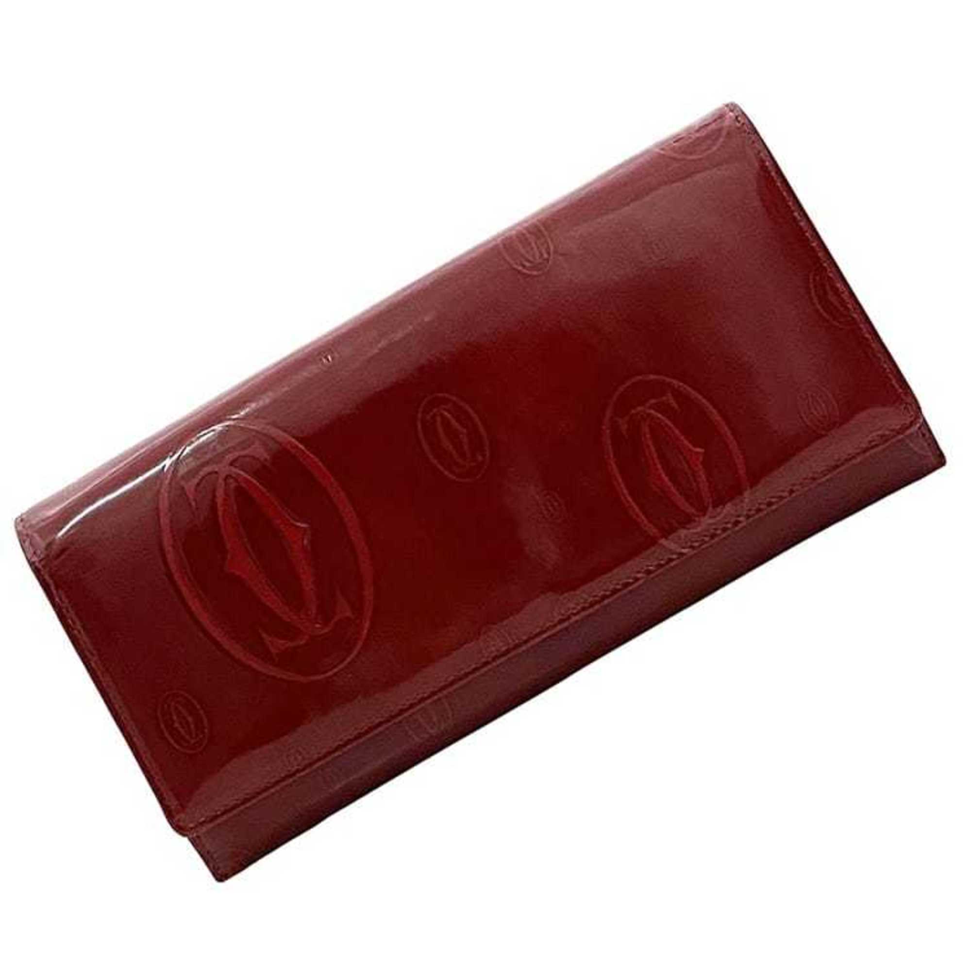 Cartier Bi-fold Long Wallet ec-21176 Red Happy Birthday CRL3000722 Leather Must Pattern Women's