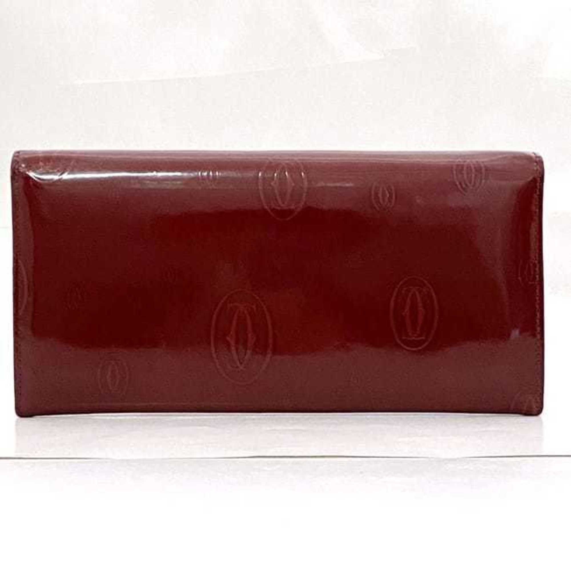 Cartier Bi-fold Long Wallet ec-21176 Red Happy Birthday CRL3000722 Leather Must Pattern Women's