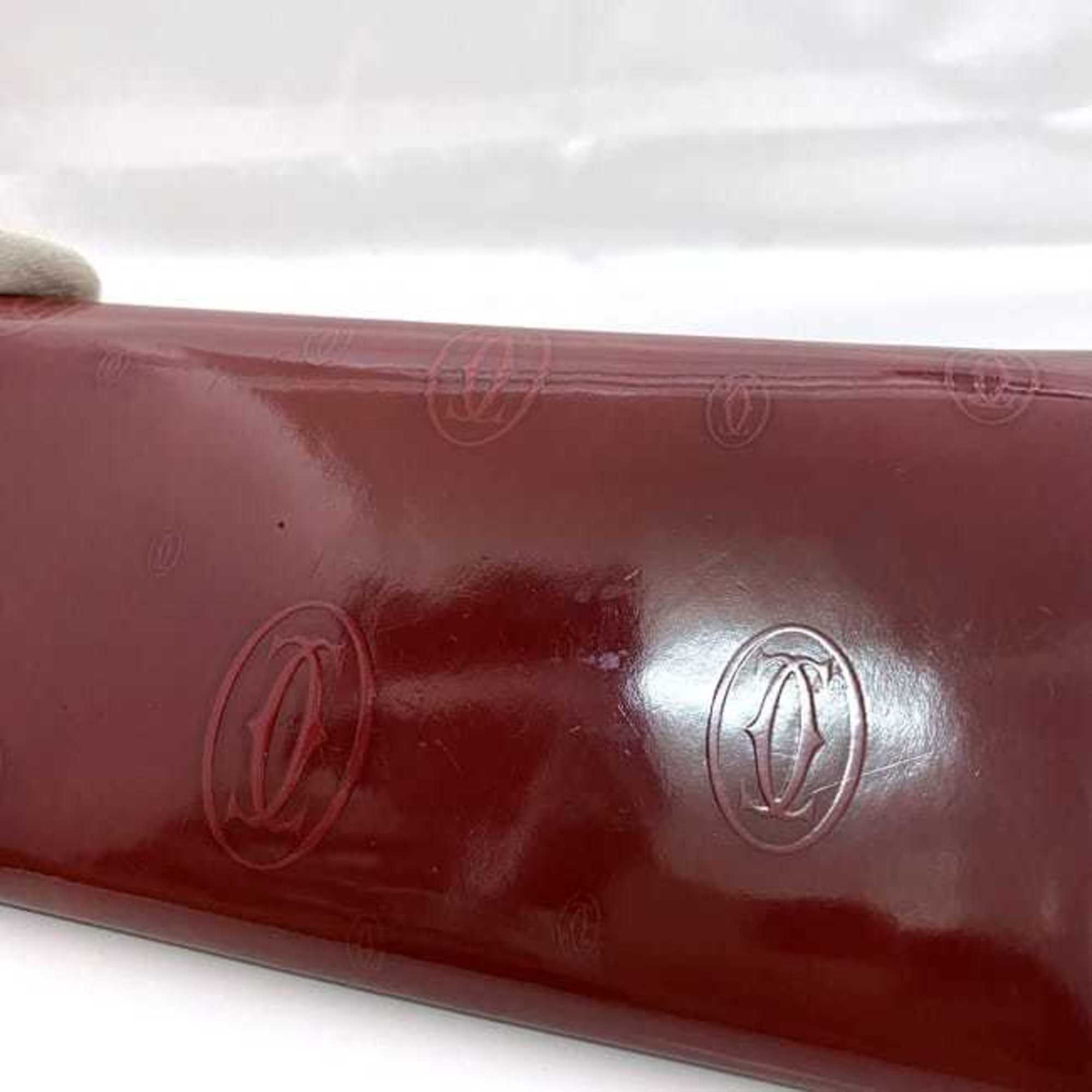 Cartier Bi-fold Long Wallet ec-21176 Red Happy Birthday CRL3000722 Leather Must Pattern Women's