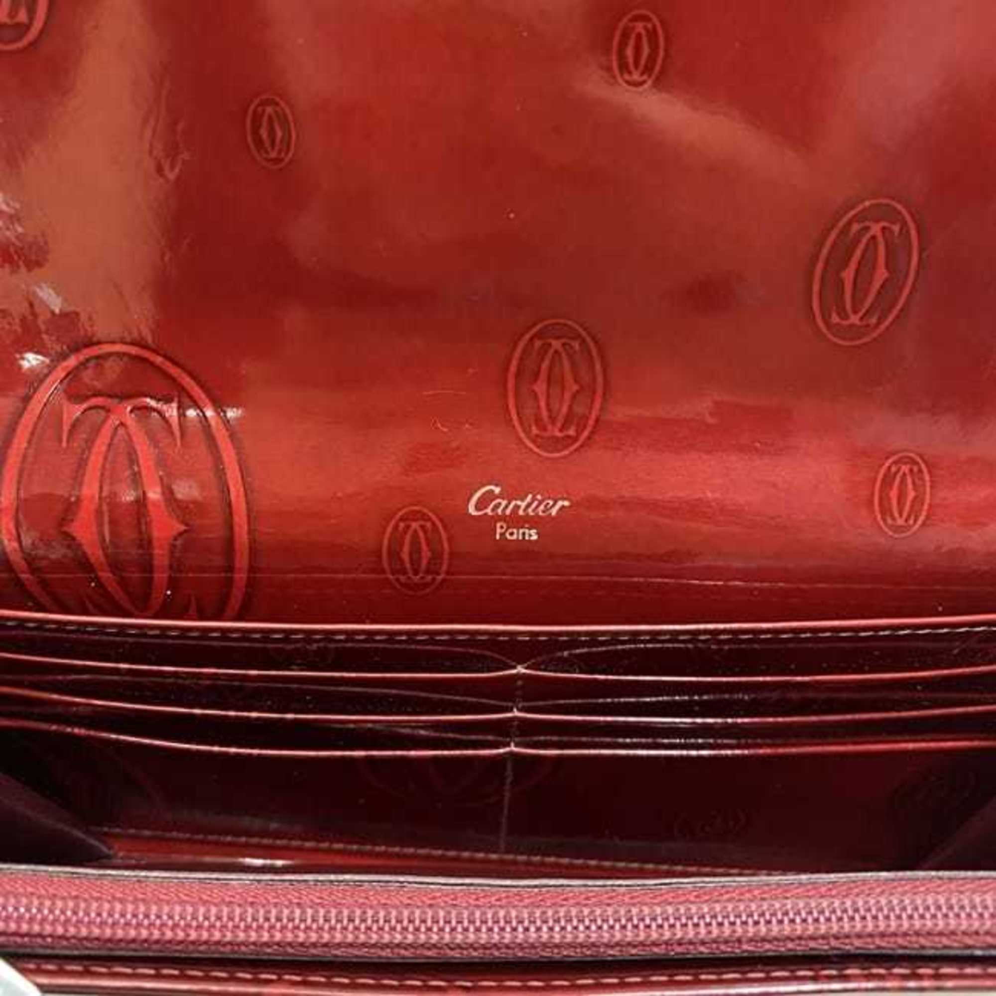 Cartier Bi-fold Long Wallet ec-21176 Red Happy Birthday CRL3000722 Leather Must Pattern Women's