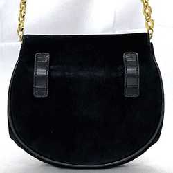 Salvatore Ferragamo Chain Shoulder Bag ec-21217 Black Gancini AQ214204 Suede Leather Flap Belt Women's