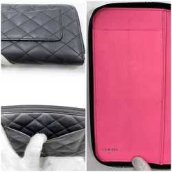 Chanel Round Long Wallet f-21275 Black White Cambon A26710 Organizer Lambskin 13 Series CHANEL Quilting and Coco Mark