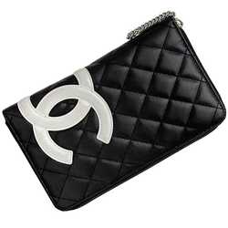 Chanel Round Long Wallet f-21275 Black White Cambon A26710 Organizer Lambskin 13 Series CHANEL Quilting and Coco Mark