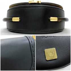 Fendi Moonlight Shoulder Bag f-21267 Black Tortoiseshell 8BT346 Leather FENDI Flap Half Moon Compact Women's