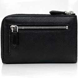 Prada Coin Case ec-21058 Black 1PP122 L-Shaped Purse Saffiano Leather PRADA Triangle Plate Unisex Compact