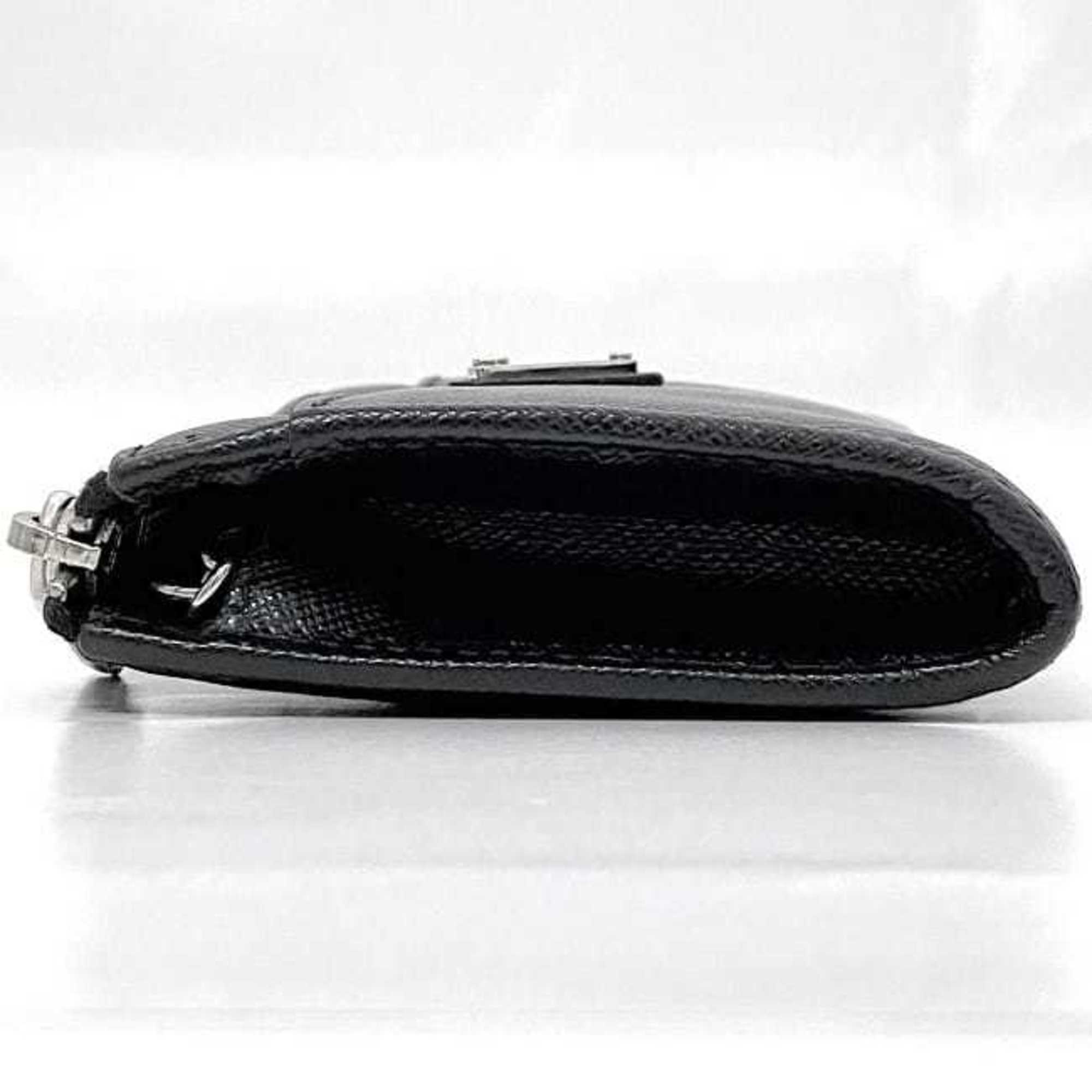 Prada Coin Case ec-21058 Black 1PP122 L-Shaped Purse Saffiano Leather PRADA Triangle Plate Unisex Compact