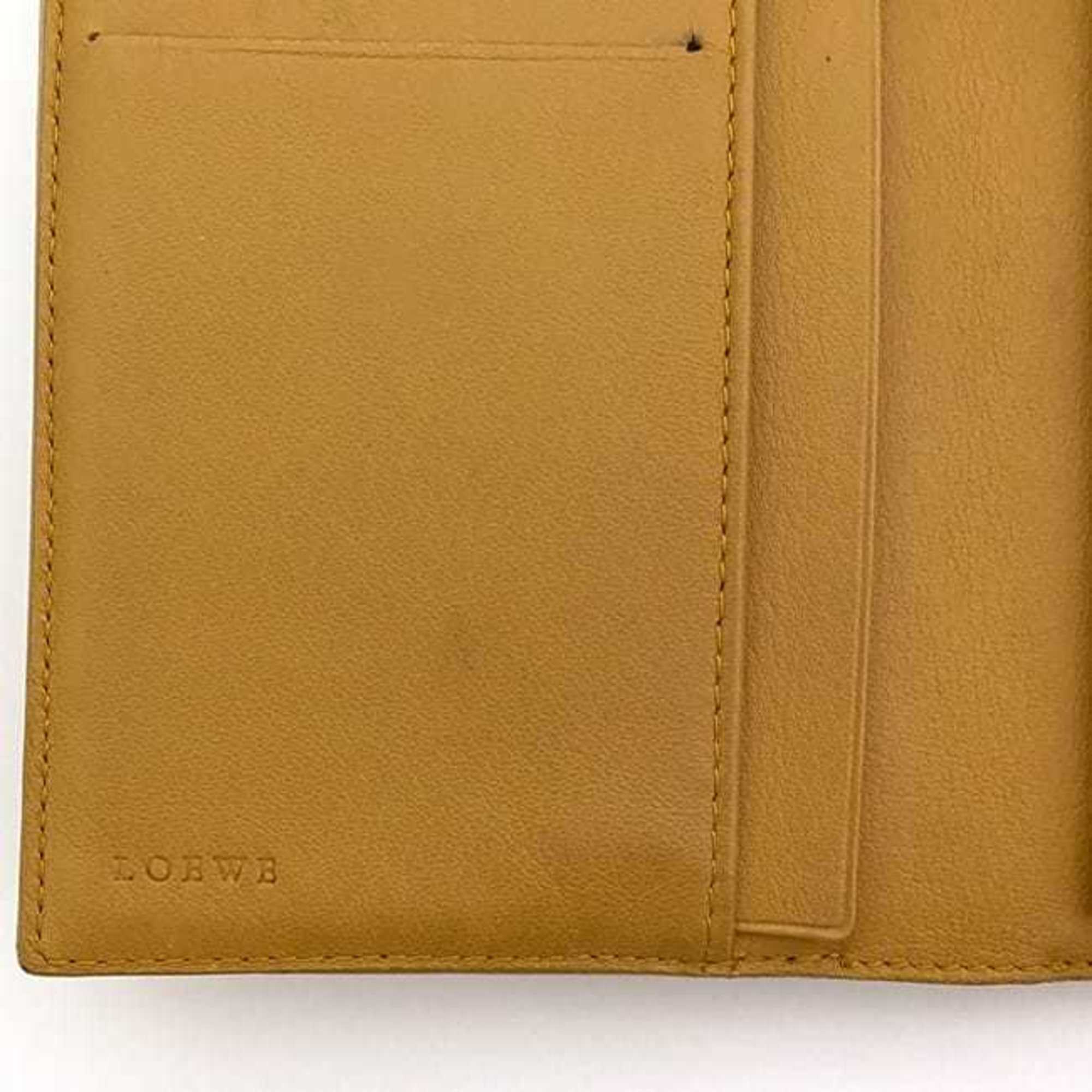 LOEWE Tri-fold Wallet ec-21230 Yellow Anagram Leather Compact Grain Women's