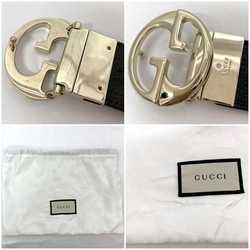 Gucci Belt ec-21105 Black Dark Brown 450000 40mm Leather GP GUCCI GG Reversible Battal Accent