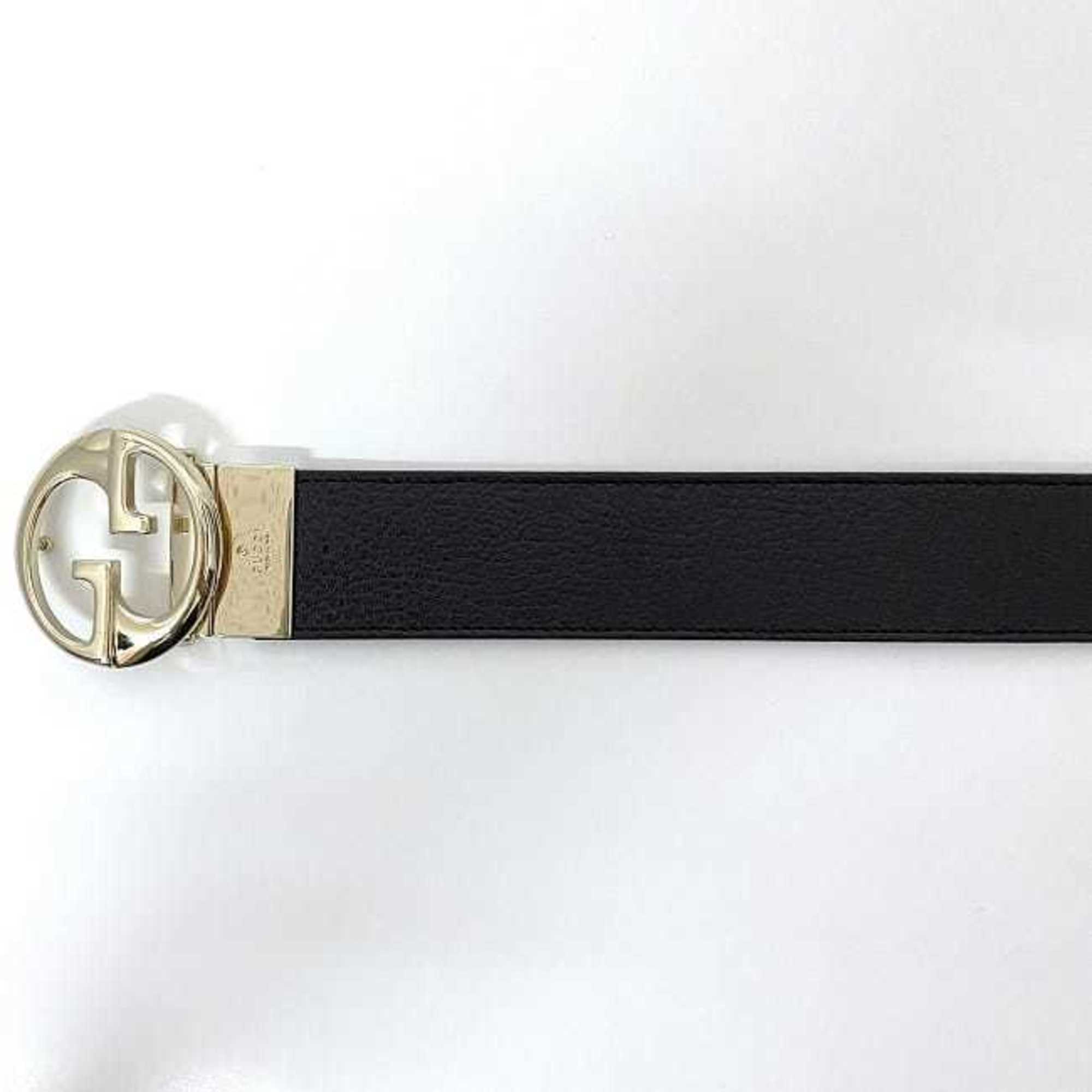 Gucci Belt ec-21105 Black Dark Brown 450000 40mm Leather GP GUCCI GG Reversible Battal Accent