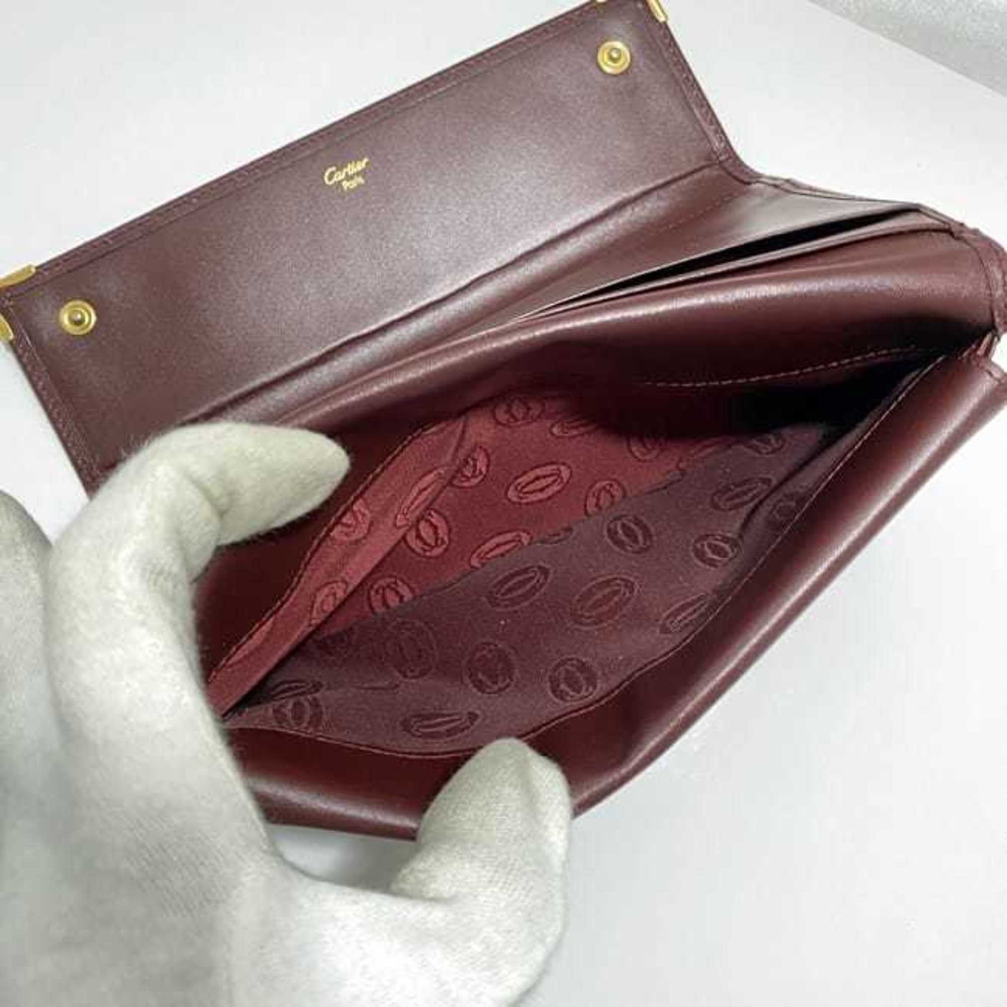 Cartier Tri-fold Wallet ec-21181 Bordeaux Must L3000002 Leather Women's Retro