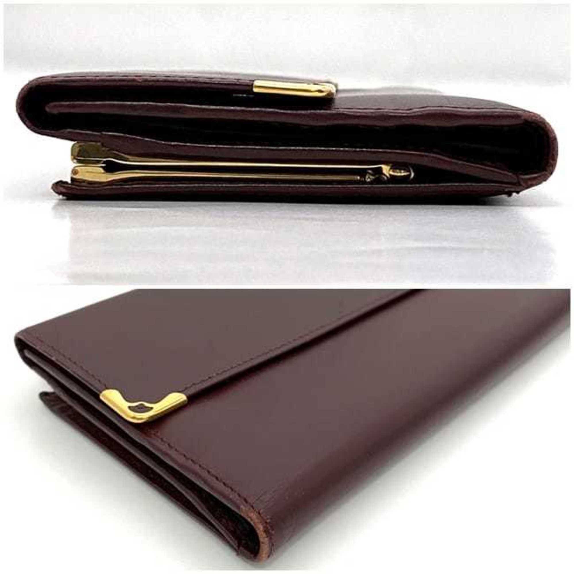 Cartier Tri-fold Wallet ec-21181 Bordeaux Must L3000002 Leather Women's Retro