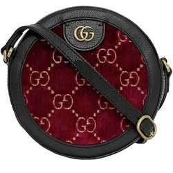 Gucci Shoulder Bag f-21278 Red Black Marmont 574978 Round GG Velvet Leather GUCCI Women Men