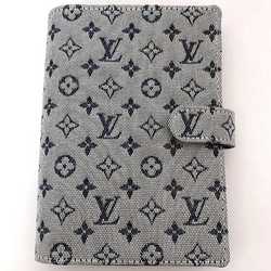 Louis Vuitton Notebook Cover Agenda PM ec-21112 Light Blue Navy Monogram R20910 Canvas Leather CA0071 LOUIS VUITTON 6 Holes Schedule Planner Embroidery Unisex