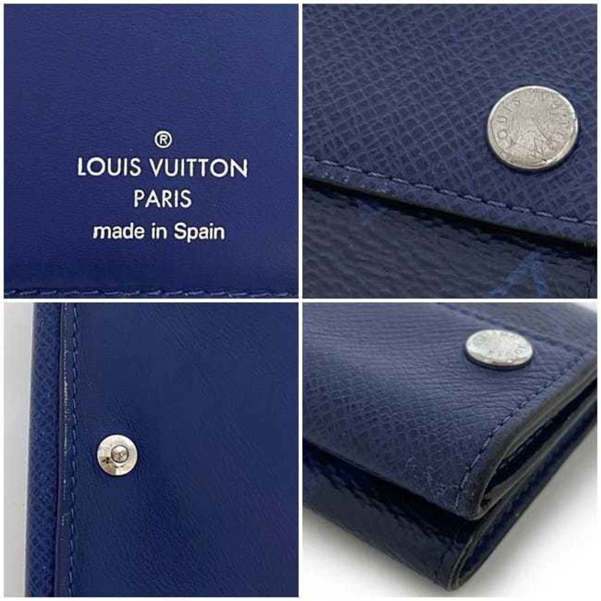 Louis Vuitton Tri-fold Wallet Discovery Compact f-21196 Blue Cobalt Taiga Rama M67620 Leather Monogram Canvas UB1169 LOUIS VUITTON Flap Men's