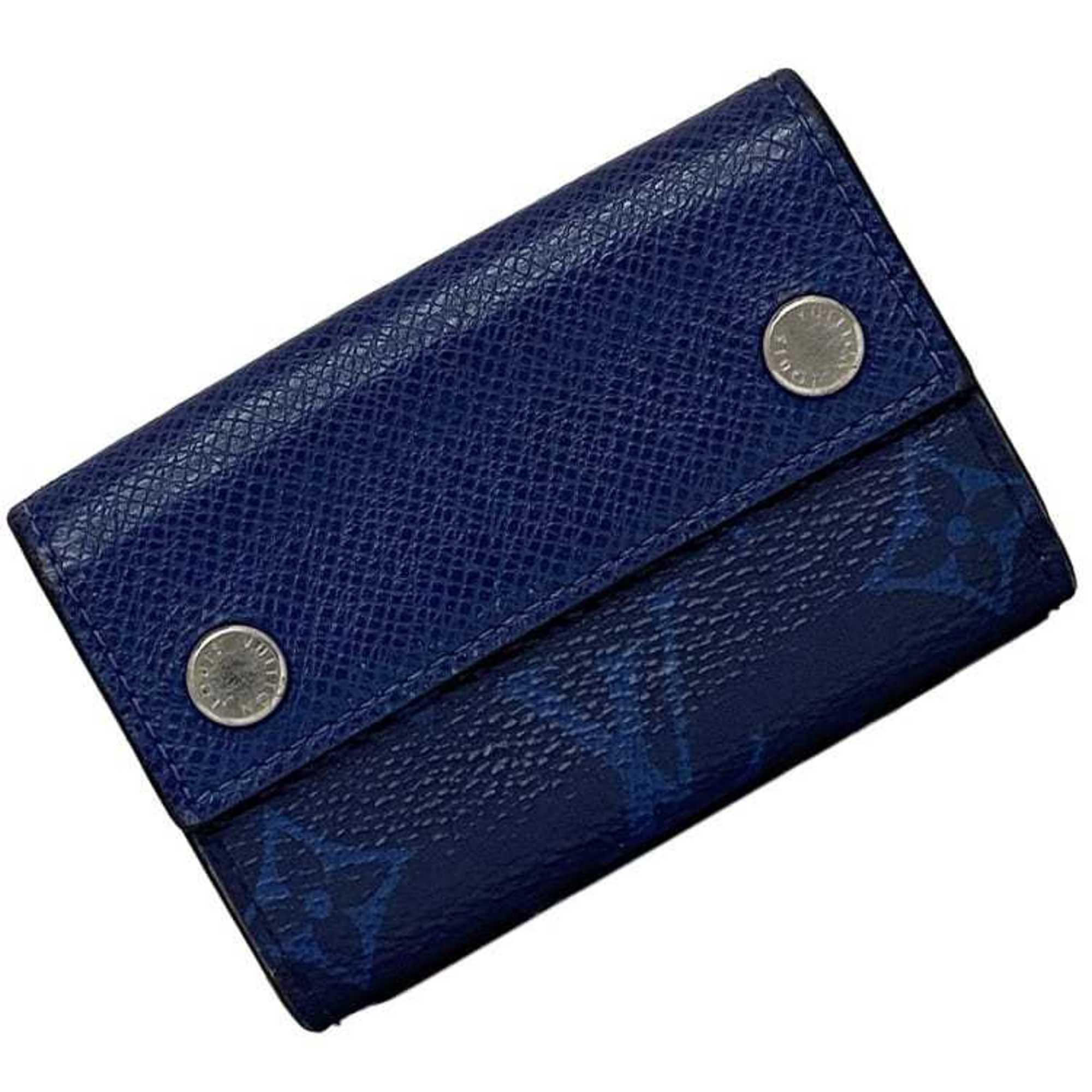 Louis Vuitton Tri-fold Wallet Discovery Compact f-21196 Blue Cobalt Taiga Rama M67620 Leather Monogram Canvas UB1169 LOUIS VUITTON Flap Men's