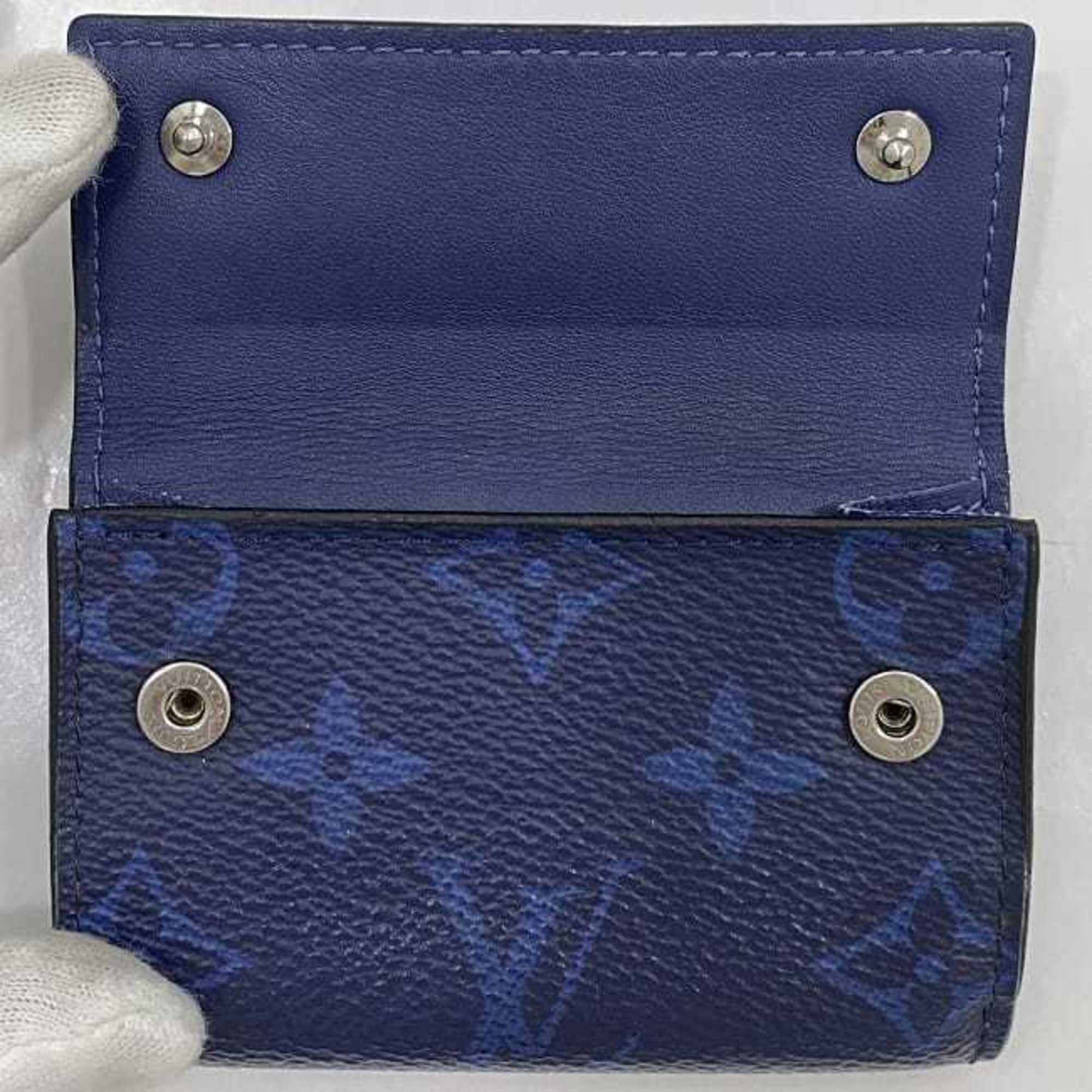 Louis Vuitton Tri-fold Wallet Discovery Compact f-21196 Blue Cobalt Taiga Rama M67620 Leather Monogram Canvas UB1169 LOUIS VUITTON Flap Men's