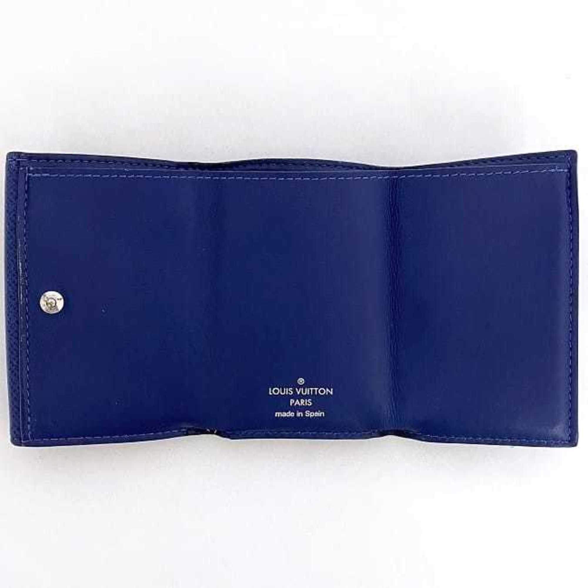 Louis Vuitton Tri-fold Wallet Discovery Compact f-21196 Blue Cobalt Taiga Rama M67620 Leather Monogram Canvas UB1169 LOUIS VUITTON Flap Men's