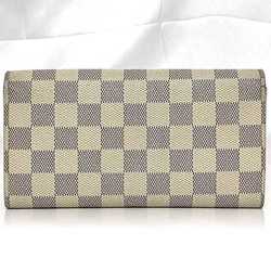 Louis Vuitton Bi-fold Long Wallet ec-21233 Gray White Damier Azur N61735 Canvas C098 LOUIS VUITTON Flap