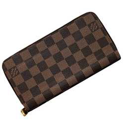 Louis Vuitton Round Long Wallet Zippy f-21286 Brown Rose Ballerine Pink Damier Ebene N60046 Canvas IC Tag Response LOUIS VUITTON