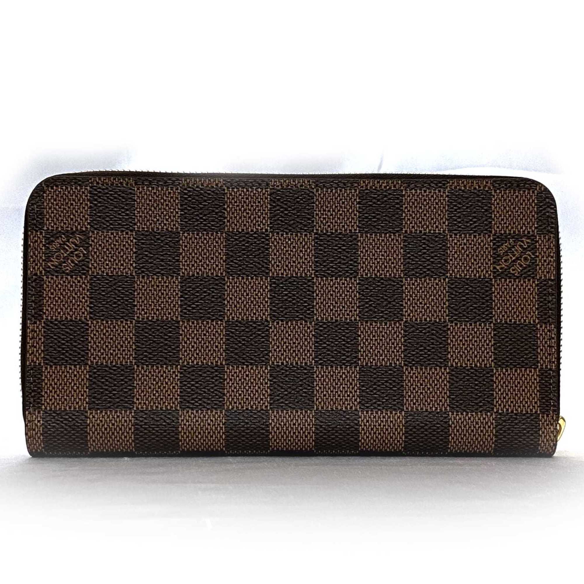 Louis Vuitton Round Long Wallet Zippy f-21286 Brown Rose Ballerine Pink Damier Ebene N60046 Canvas IC Tag Response LOUIS VUITTON