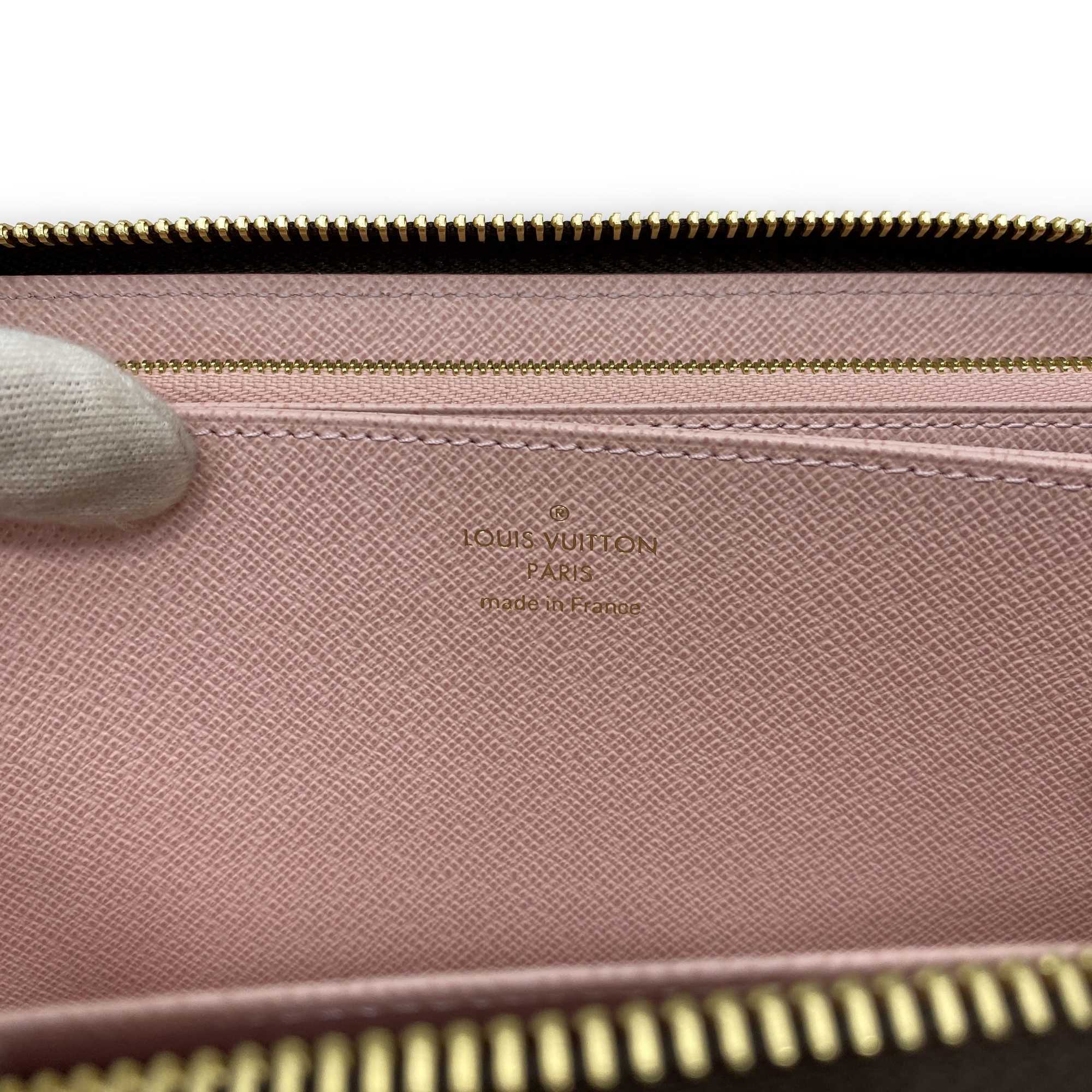 Louis Vuitton Round Long Wallet Zippy f-21286 Brown Rose Ballerine Pink Damier Ebene N60046 Canvas IC Tag Response LOUIS VUITTON