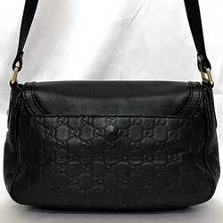 Gucci Shoulder Bag ec-21308 Black Shima Line 308452 Flap Crossbody Leather GUCCI GG Women's