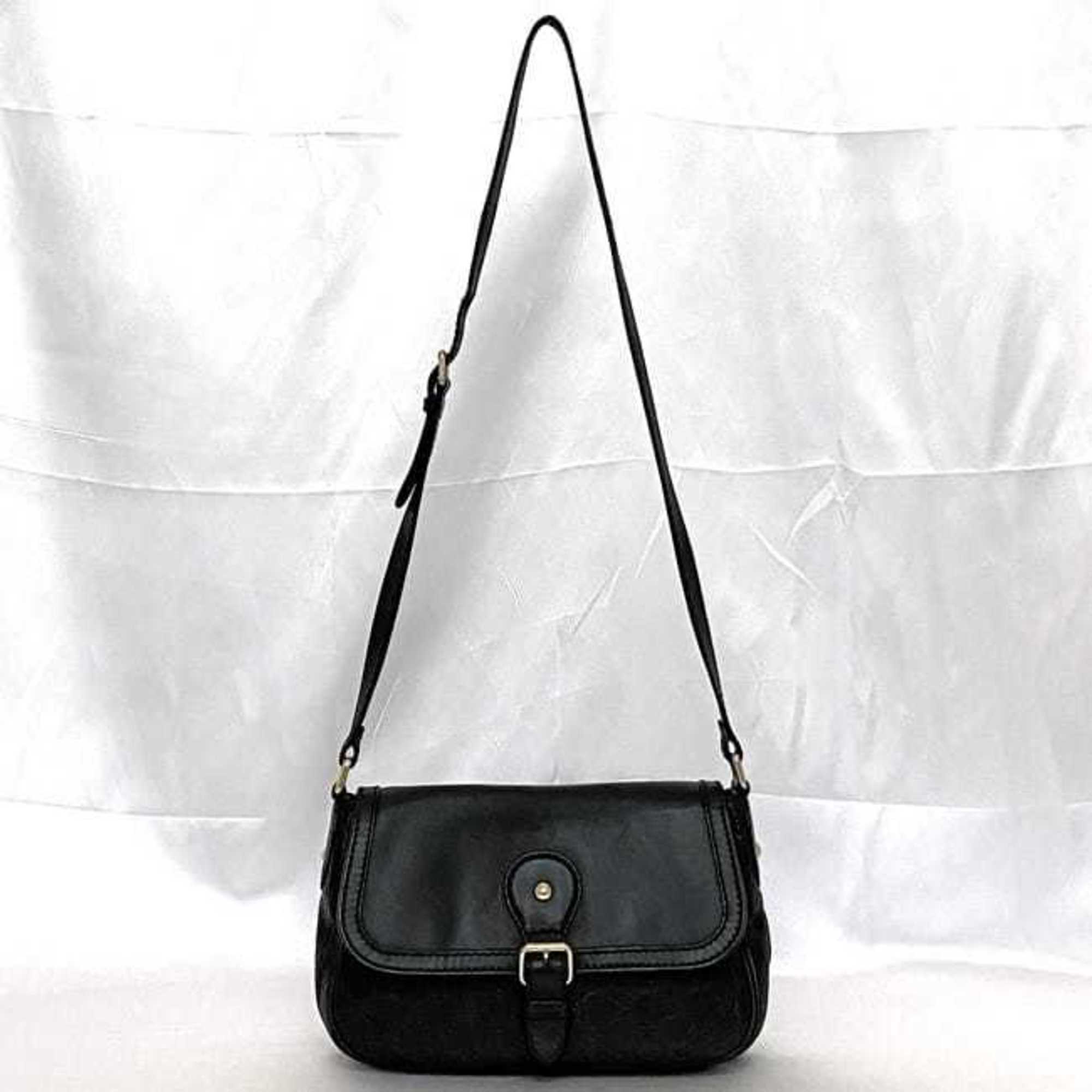 Gucci Shoulder Bag ec-21308 Black Shima Line 308452 Flap Crossbody Leather GUCCI GG Women's