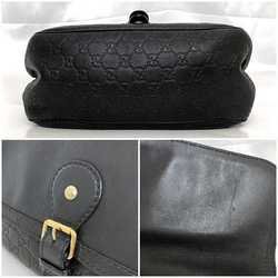 Gucci Shoulder Bag ec-21308 Black Shima Line 308452 Flap Crossbody Leather GUCCI GG Women's