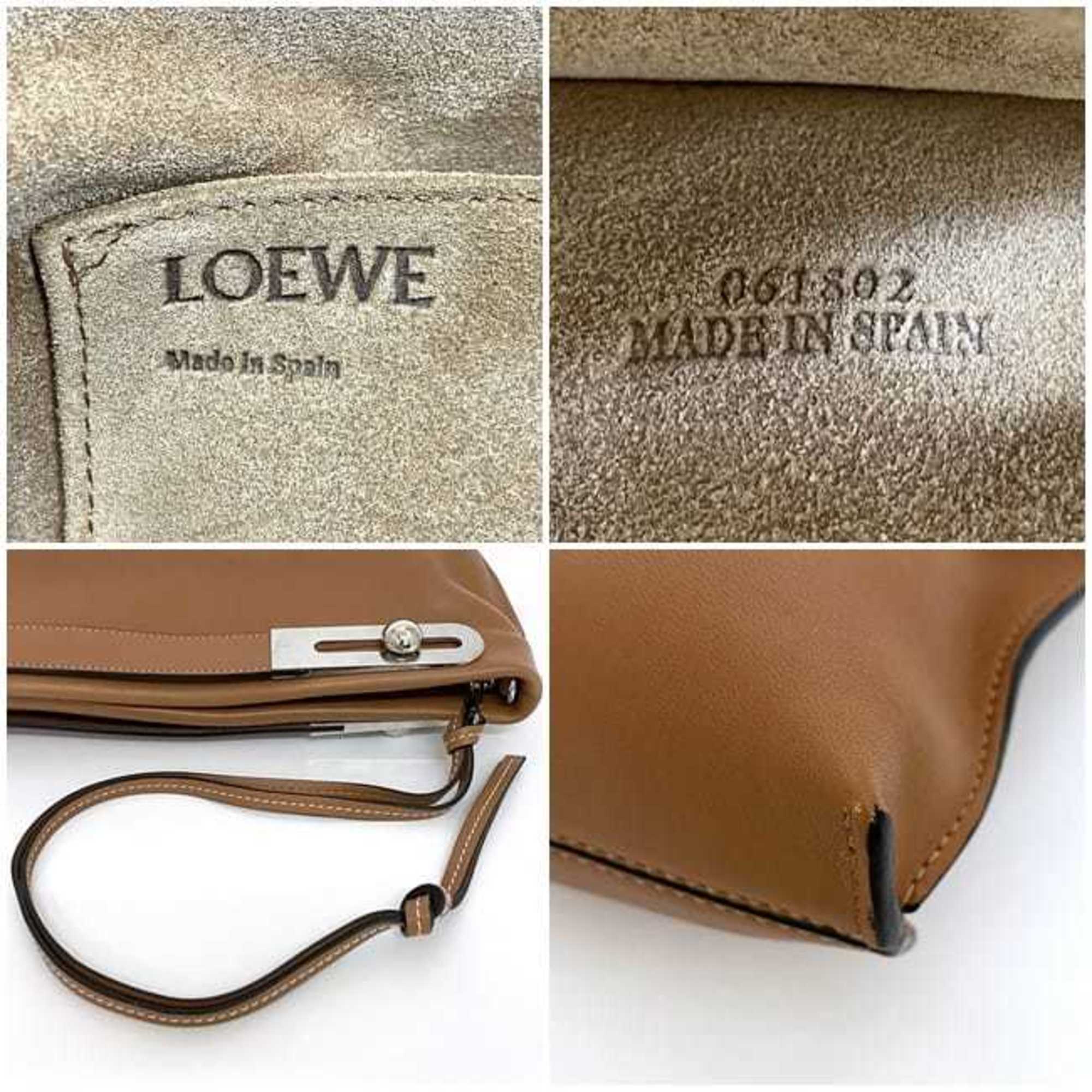 LOEWE 2way Bag Missy f-21324 Brown Anagram Clutch Shoulder Leather 061802 Handbag Second Women's