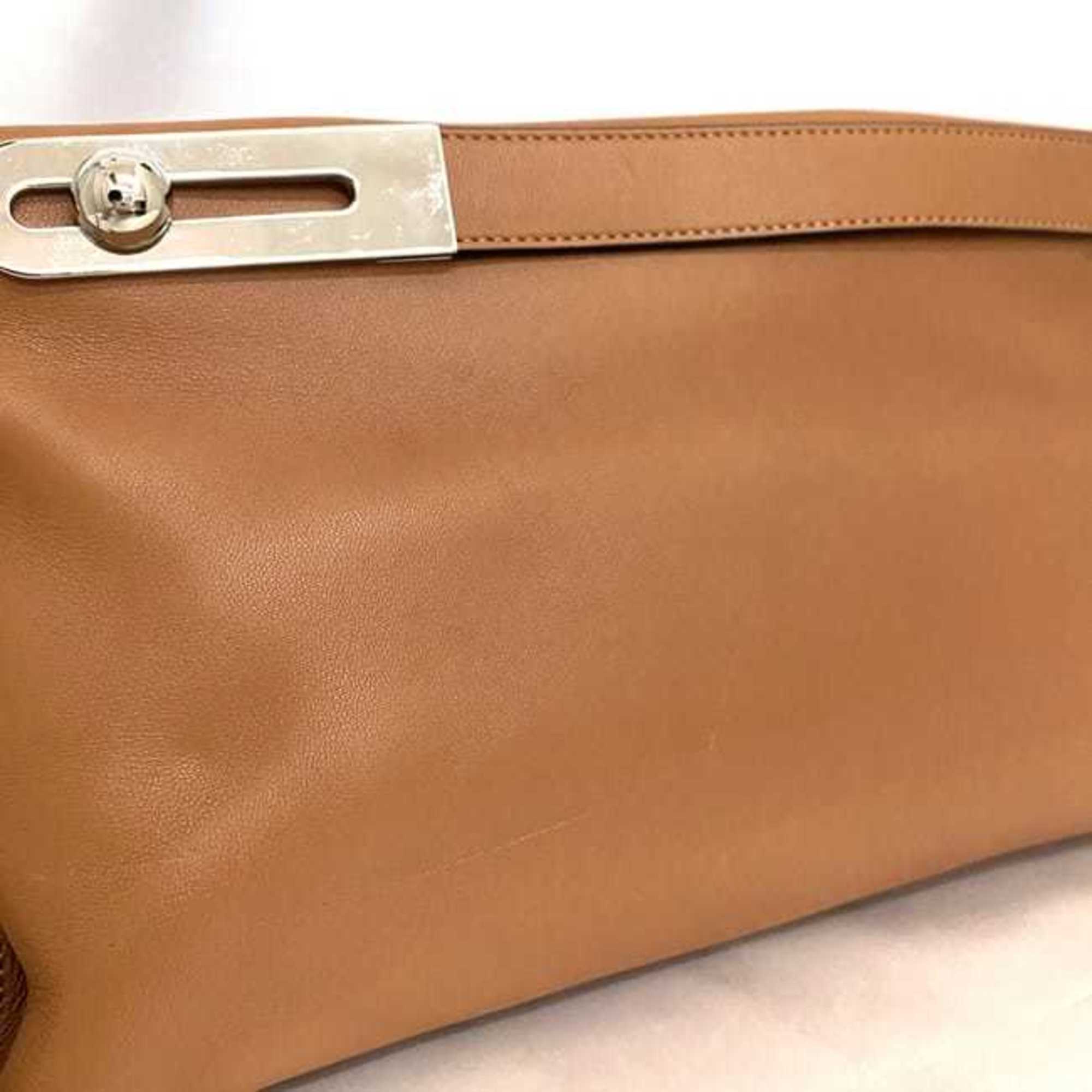 LOEWE 2way Bag Missy f-21324 Brown Anagram Clutch Shoulder Leather 061802 Handbag Second Women's