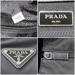 Prada tote bag ec-21129 black tessuto nylon leather 165 PRADA a4 triangle plate unisex