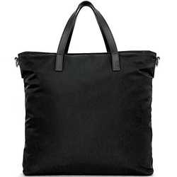 Prada tote bag ec-21129 black tessuto nylon leather 165 PRADA a4 triangle plate unisex