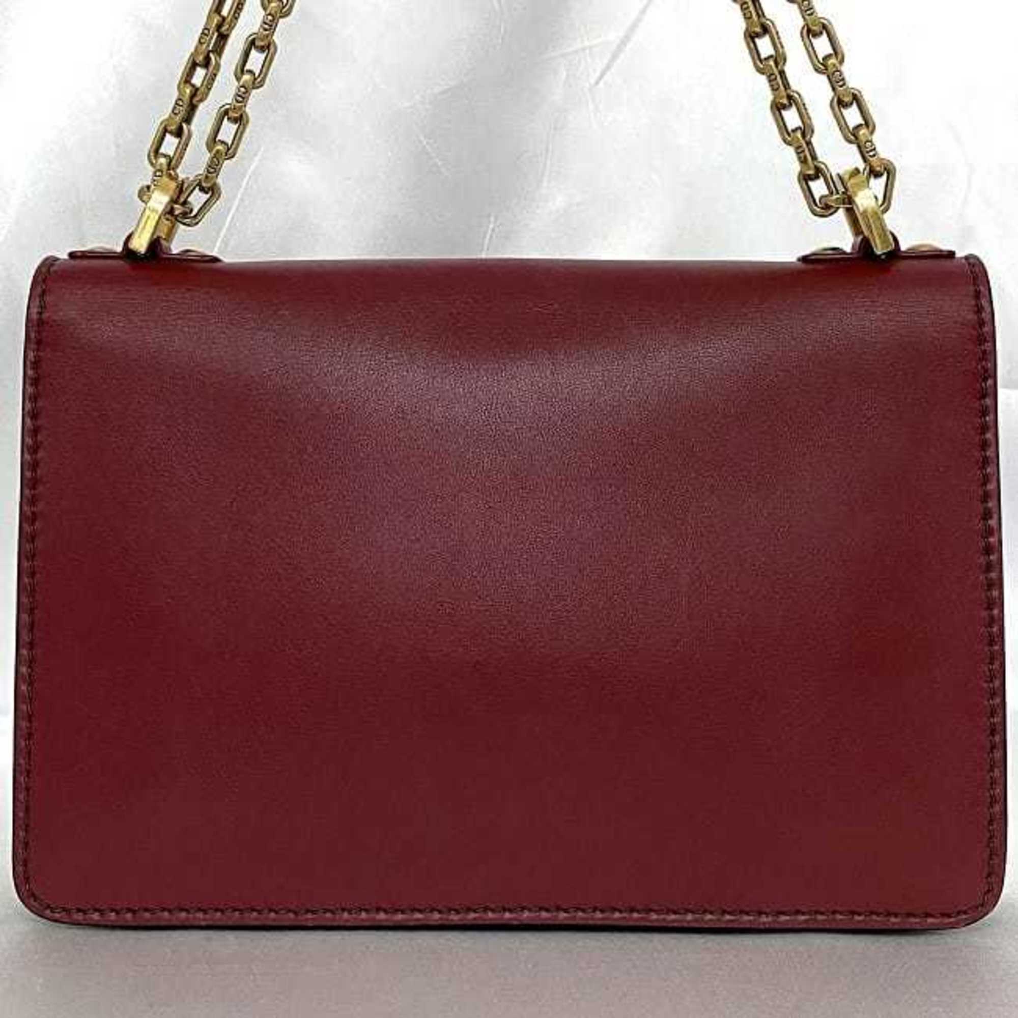 Christian Dior Chain Shoulder Bag f-21215 Red J'ADIOR Flap Leather 09-MA-0147 Soft Women's