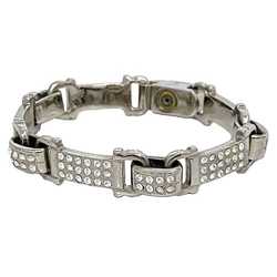 Salvatore Ferragamo Bracelet ec-21184 Silver Gancini Metal Rhinestone Women's Sparkly