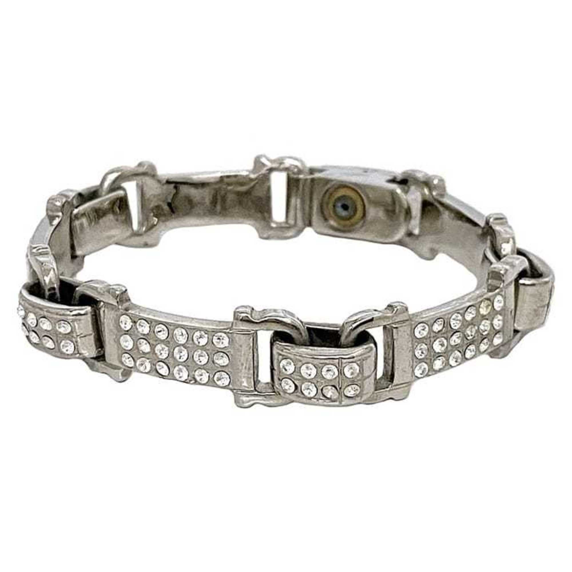 Salvatore Ferragamo Bracelet ec-21184 Silver Gancini Metal Rhinestone Women's Sparkly