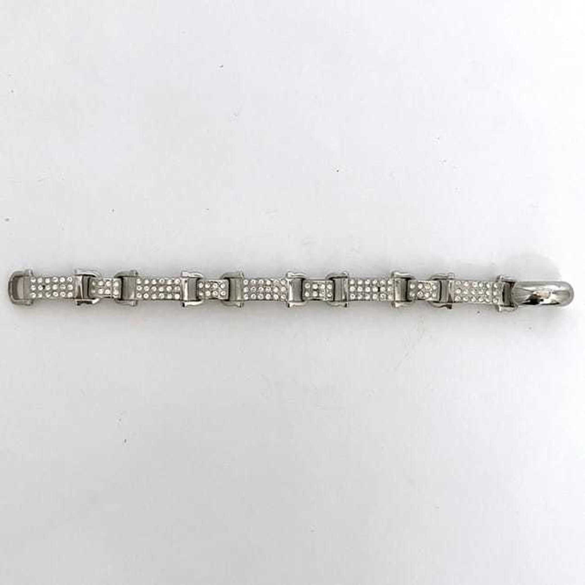 Salvatore Ferragamo Bracelet ec-21184 Silver Gancini Metal Rhinestone Women's Sparkly