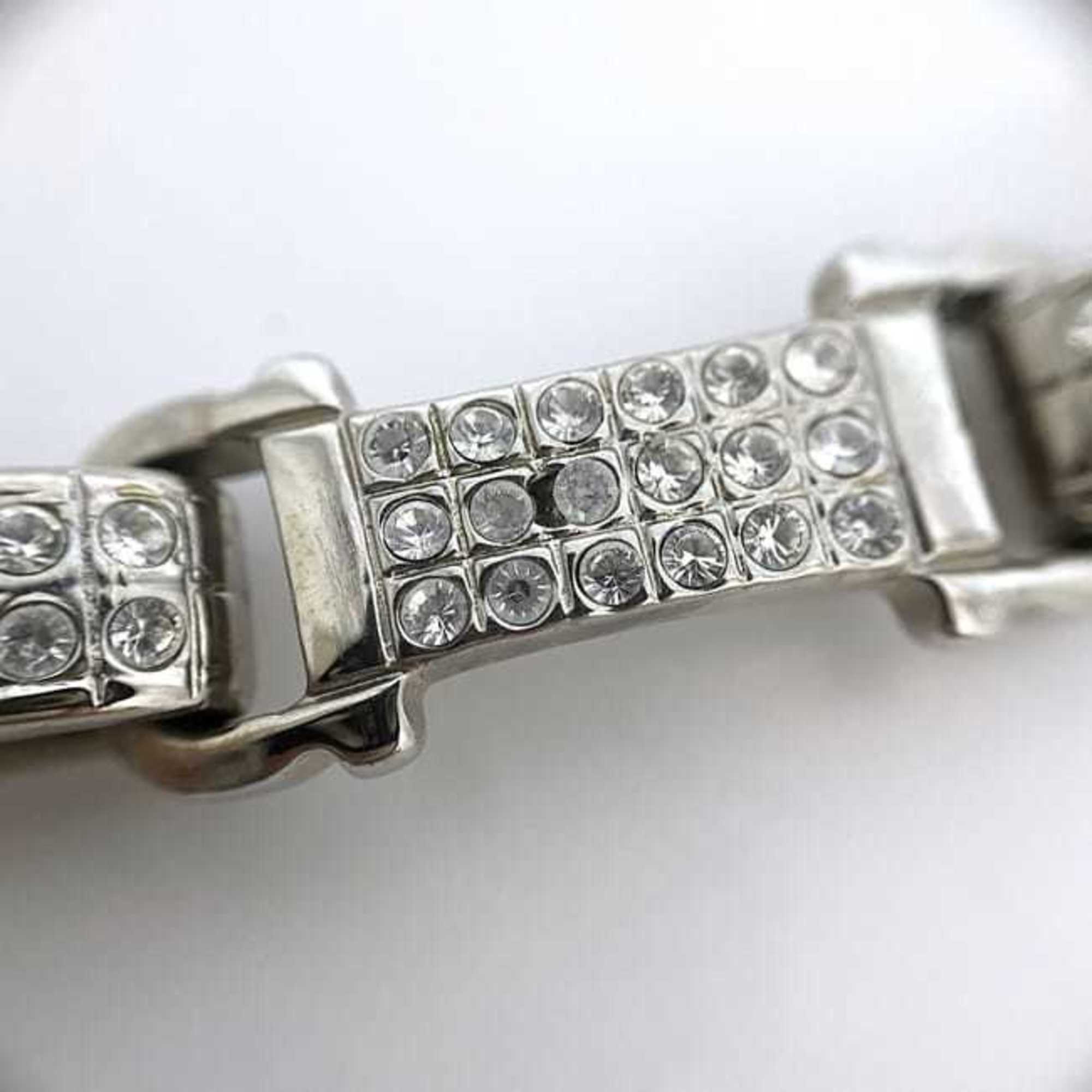 Salvatore Ferragamo Bracelet ec-21184 Silver Gancini Metal Rhinestone Women's Sparkly