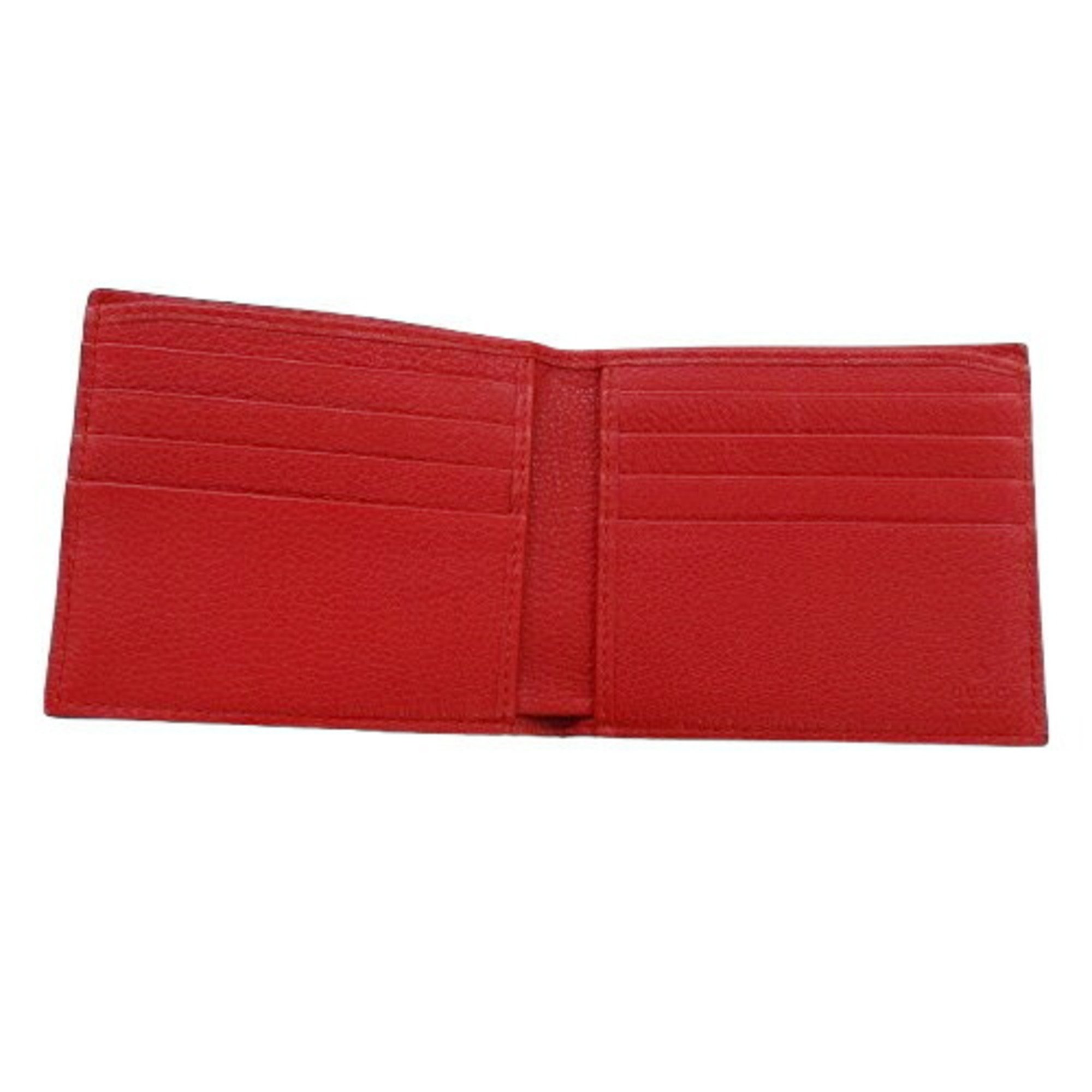 GUCCI Men's Wallet, Bi-fold Billfold, Leather, Red, 496309