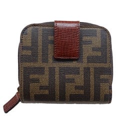 FENDI Wallet for Women and Men, Bi-fold Wallet, Zucca, Brown, 8M0070, Round Pocket