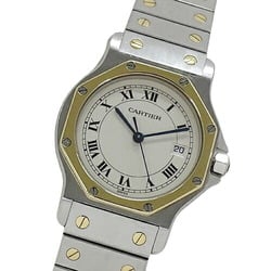 Cartier Boys' Wristwatch Santos Octagon Date Quartz Stainless Steel SS Gold YG 187902 Combination Polished