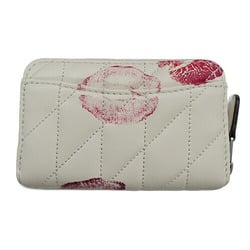 COACH Card Case Women's Wallet Nappa Leather Essential Small Zip Around Quilted and Lip Print Beige Red CS045 2024SS Compact