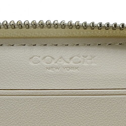 COACH Card Case Women's Wallet Nappa Leather Essential Small Zip Around Quilted and Lip Print Beige Red CS045 2024SS Compact