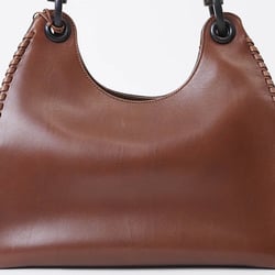 Gucci Wood Handle Bag Brown 106236 Women's Leather Stitched Handbag GUCCI