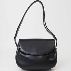 Gucci Old Flap Shoulder Bag Black 001・406・1129 Women's Leather Half-moon Shape GUCCI