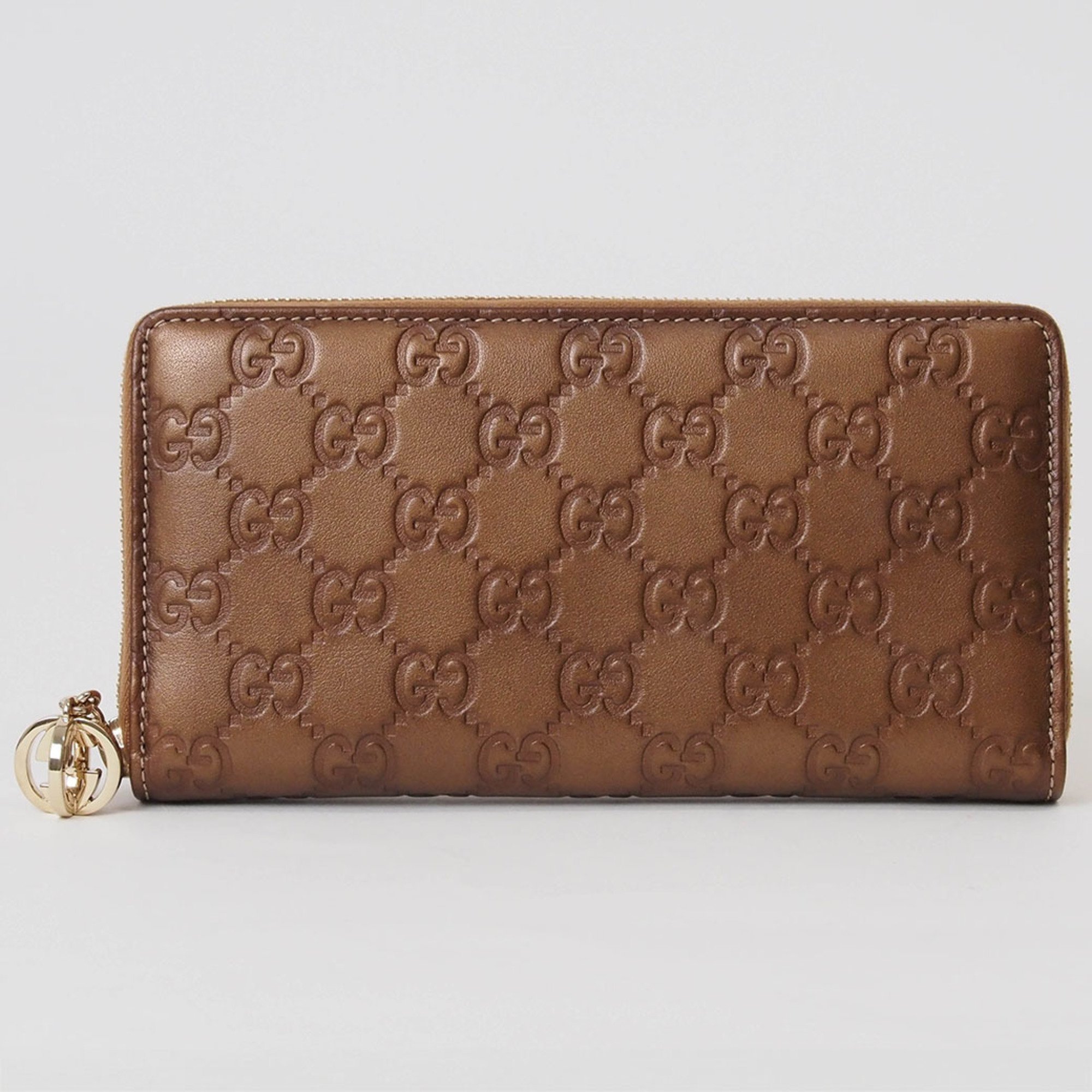 Gucci Guccissima Long Wallet Bronze 233025 Women's Leather Ball Charm GUCCI