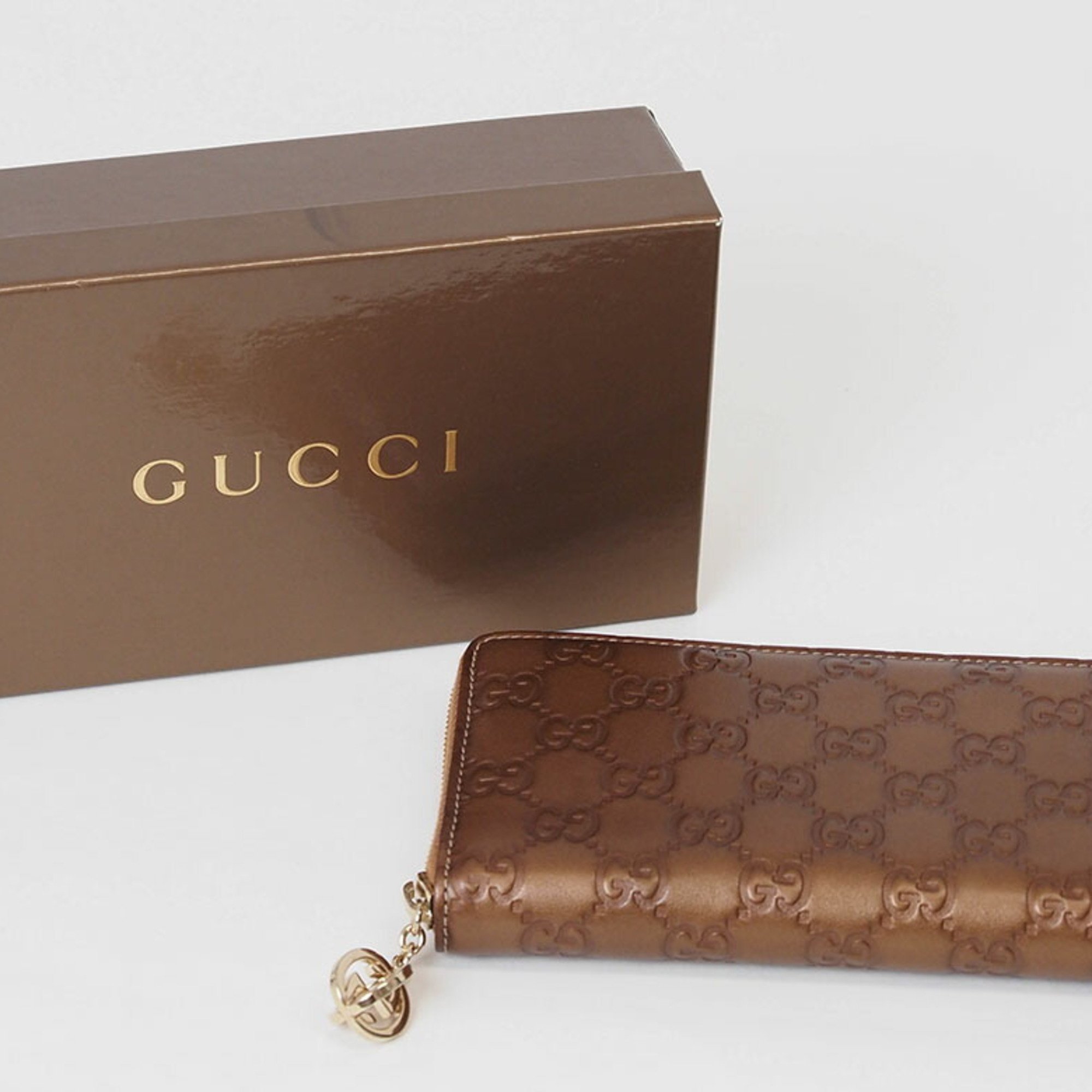 Gucci Guccissima Long Wallet Bronze 233025 Women's Leather Ball Charm GUCCI