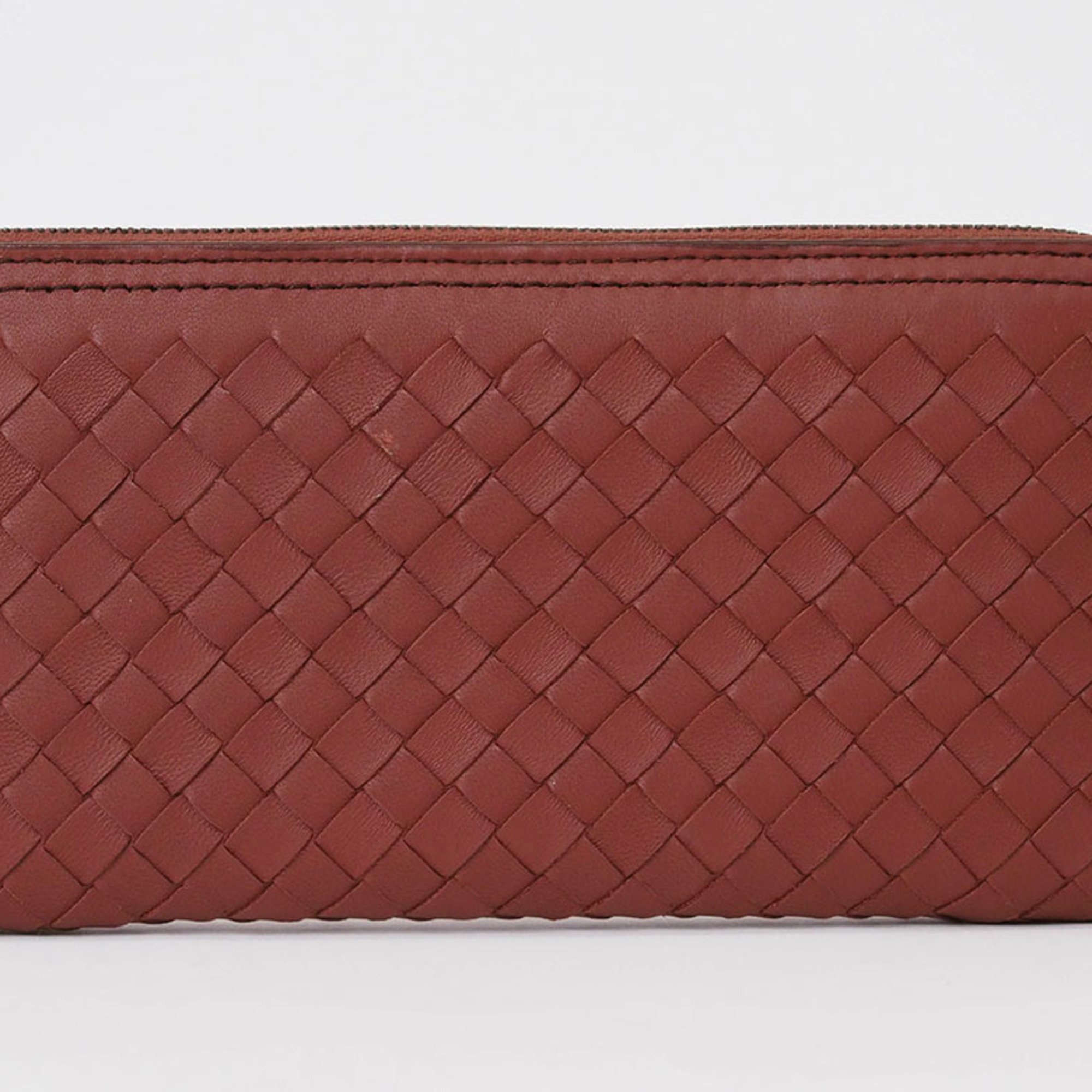 Bottega Veneta Intrecciato Zip Around Wallet Long Red 547244 Women's BOTTEGA VENETA