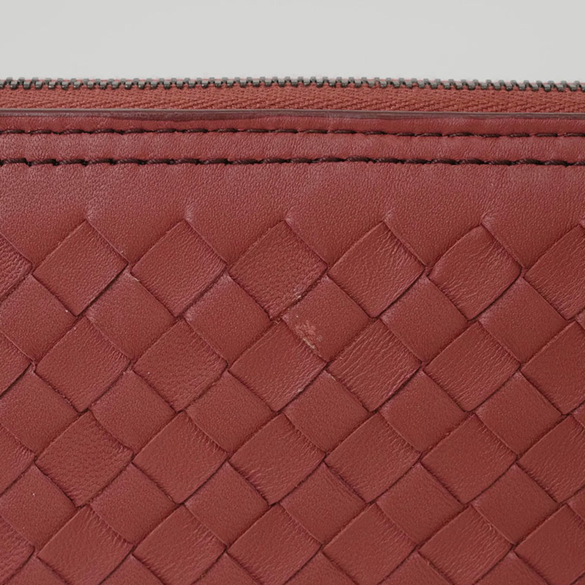 Bottega Veneta Intrecciato Zip Around Wallet Long Red 547244 Women's BOTTEGA VENETA