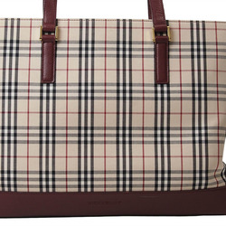 Burberry Nova Check Shoulder Beige Bordeaux Women's Canvas Leather Tote Bag BURBERRY